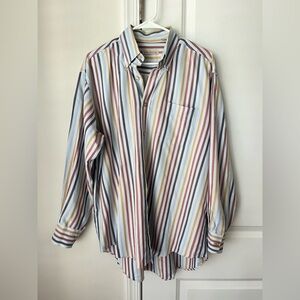 VTG James Tattersall mens long sleeve striped button down shirt Large Y2K preppy